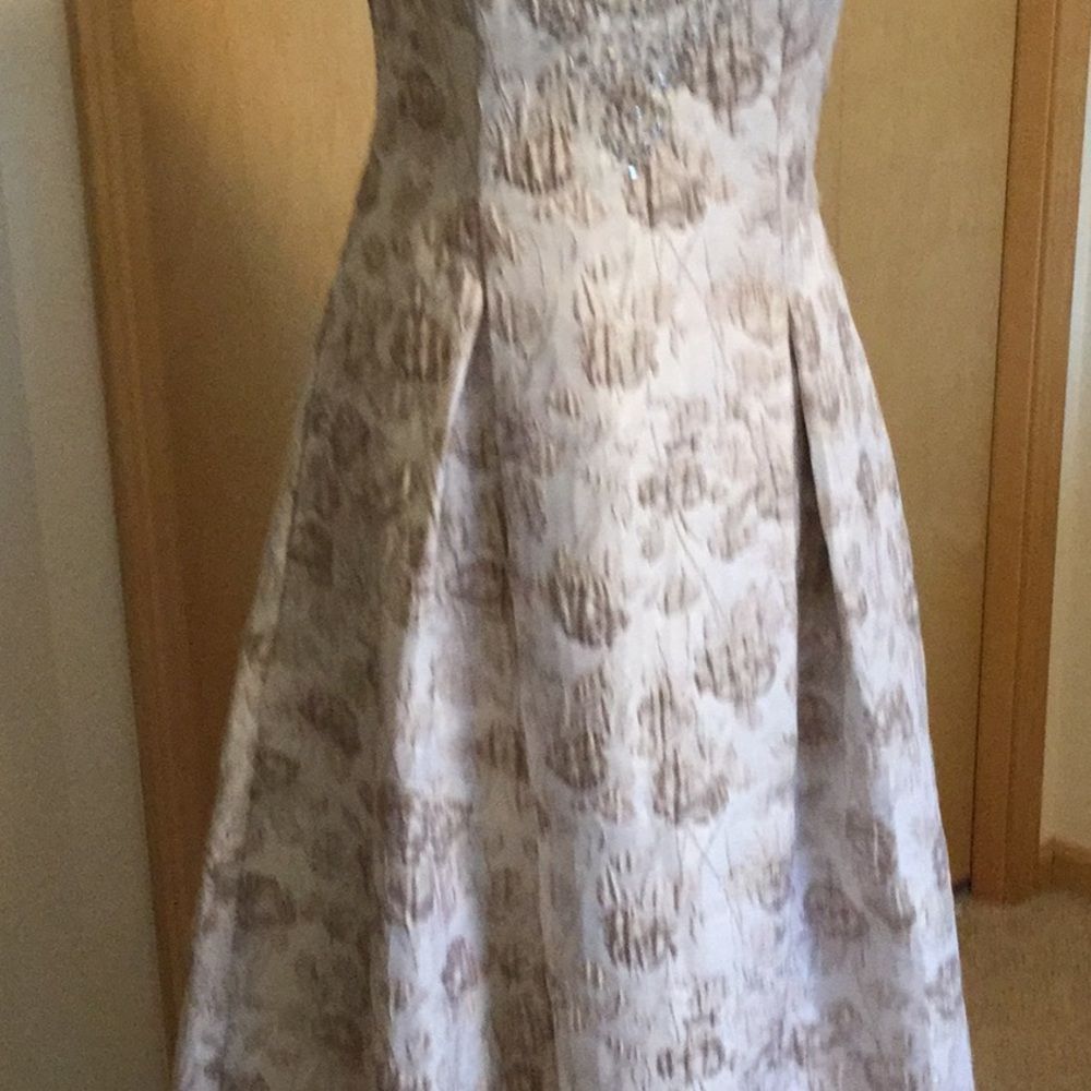 Aidan Mattox Metallic Jacquard Ball Gown - Picture 7 of 8
